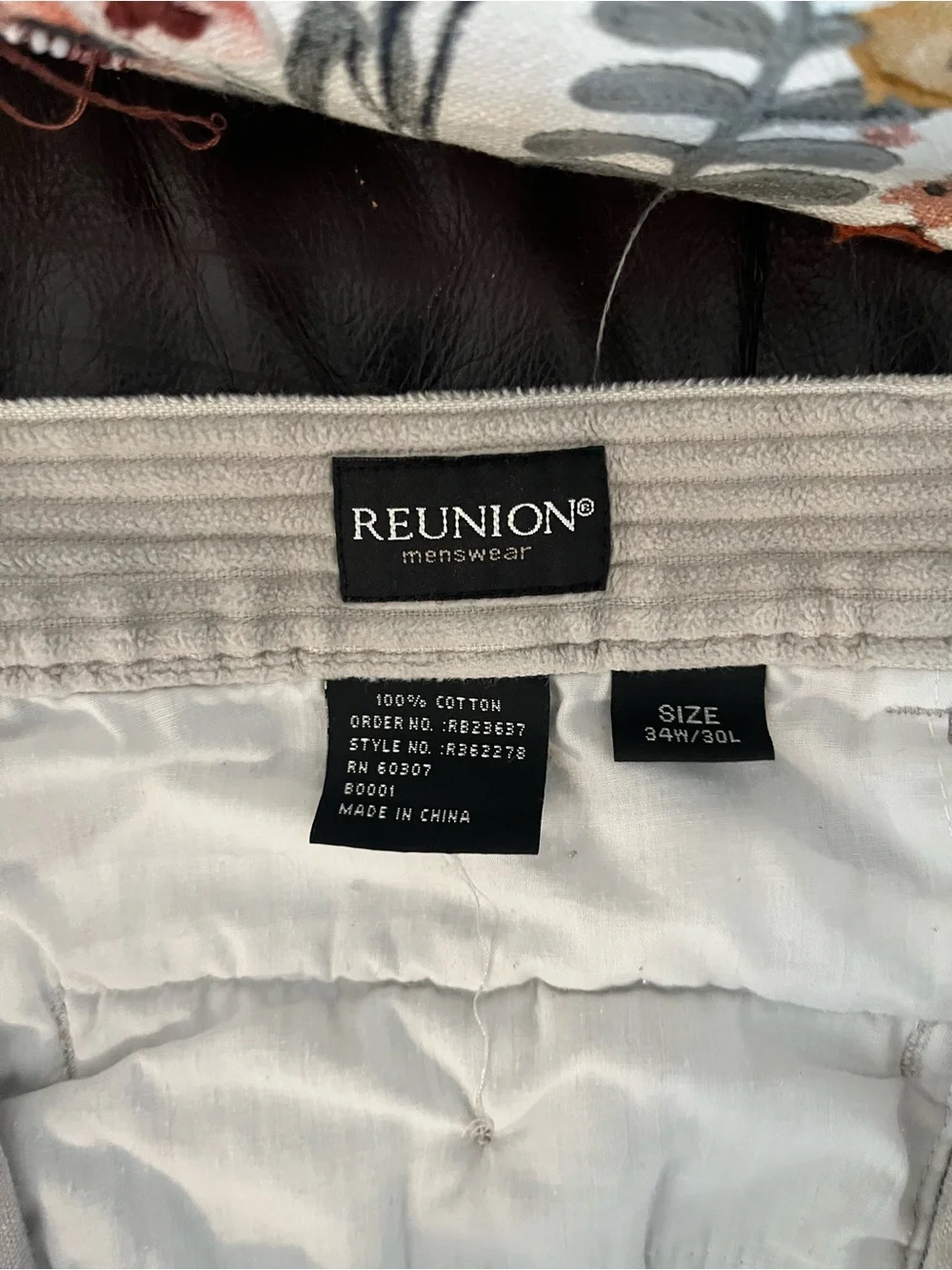 Reunion Cream Corduroy Pants Mens 34x30 Beige Wide Wale Relaxed Baggy Y2K Skate